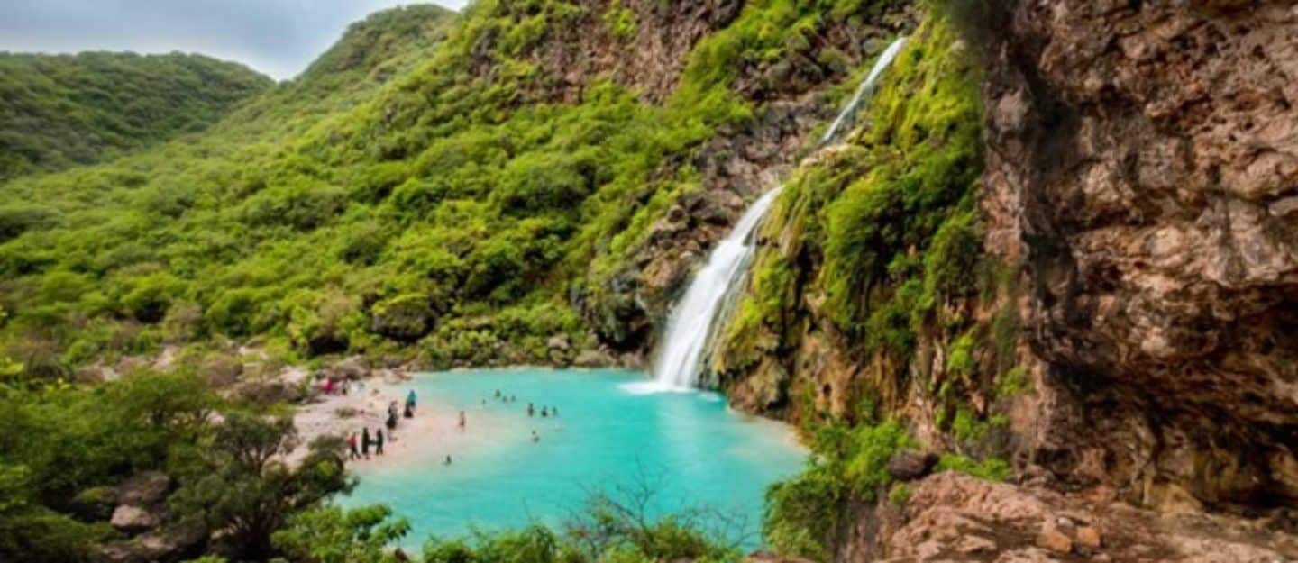 The Ayn Khor waterfalls in Salalah promotes a heavenly view of nature